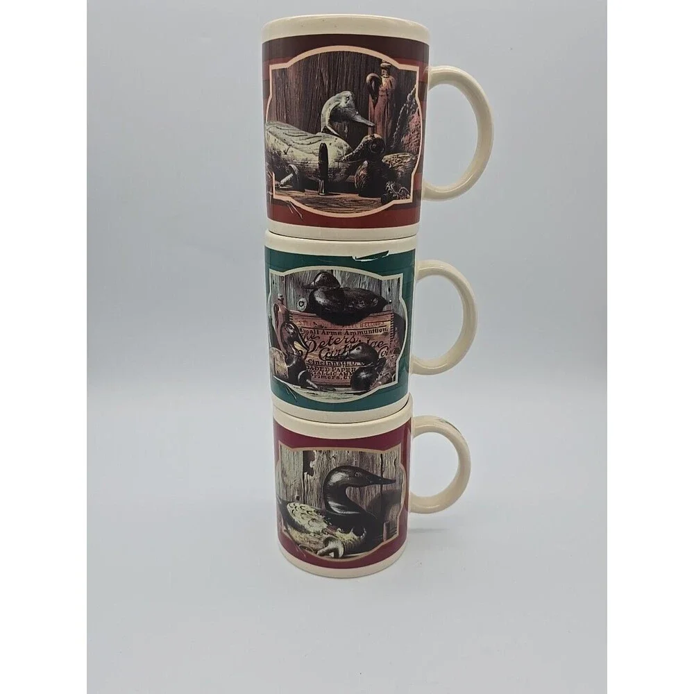 Vintagr Otagiri 1995 Donald Boncela Duck Decoy Coffee Mugs Set of 3 Enesco